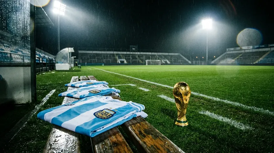 L'équipe d'Argentine en formation lors des éliminatoires sud-américaines 2026