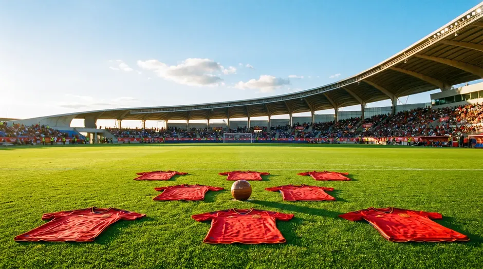 L'équipe d'Espagne célébrant un but lors des qualifications pour le Mondial 2026