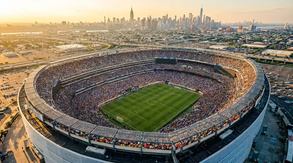 Vue du MetLife Stadium de New York, théâtre de la finale de la Coupe du Monde 2026